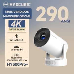 MAGCUBIC HY300 Pro+ Projetor Portátil Android WiFi6 290ANSI 4K 1080P Suporte Giratório 180° BT5.4