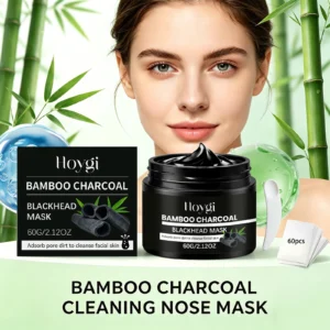 Máscara Removedora de Cravos de Carvão de Bambu, Máscara de Limpeza Profunda para o Nariz e Rosto, Remove Suavemente os Cravos, Cuidado da Pele