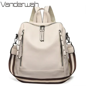 Mochilas multifuncionais de couro macio para jovens estudantes, sacolas impermeáveis, bolsas femininas, estilo formal, marca de luxo
