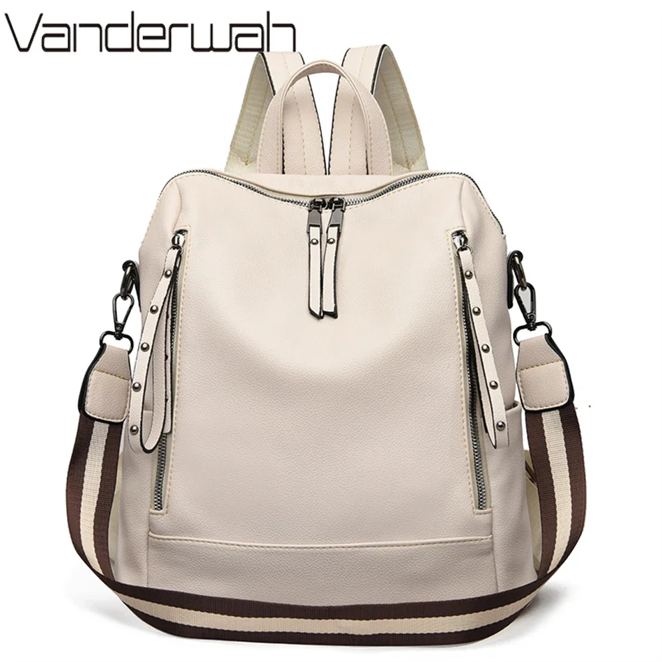 Mochilas multifuncionais de couro macio para jovens estudantes, sacolas impermeáveis, bolsas femininas, estilo formal, marca de luxo