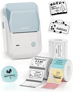 NIIMBOT B1 Etiquetadora Adesiva Mini com 3 Rolos de Etiquetas, Azul Celeste | Impressora de Etiquetas Bluetooth Portátil, Rotuladora para Casa, Escritório, Cozinha e Escola, 2 polegadas, Sem tinta