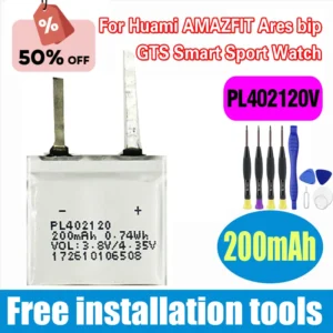 Nova bateria pl402120v 200mah para huami amazfit ares bip gts relógio esportivo inteligente bateria de substituição