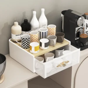 Organizador de ferramentas de café engrossado gaveta anti-ferrugem com cápsula máquina de café prateleira de exibição para organização de armazenamento de cozinha