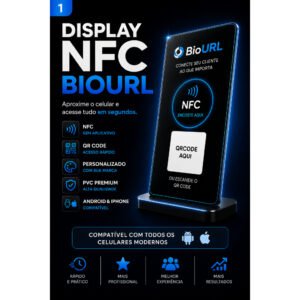Placa NFC Personalizada + Cartão Digital para Loja | BioURL Tap | Sem Mensalidade