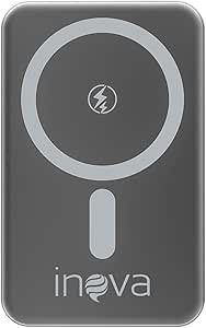 Power Bank 5000mAh com Caregamento por inducǎo, Carregador Sem Fio Portátil Magnético com Cabo Tipo-C 20W PD Carregamento Rápido, Compativel com Celulares ioS e Android (Cinza, Amperes Horas, 5000)