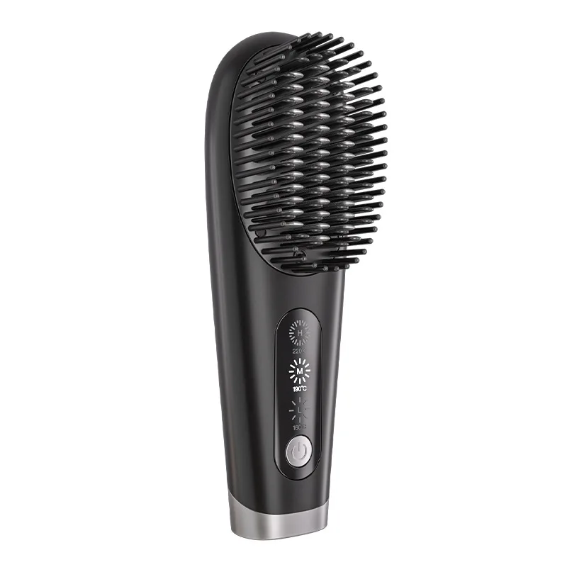 Prancha de cabelo com carregamento sem fio e íons negativos, prancha de cabelo recarregável, pente elétrico de dupla função para enrolar e alisar.