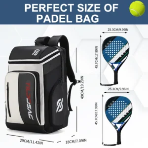 Mochila Unissex para Raquete de Padel com Compartimento para Calçados, Bolsa de Ombro para Raquete de Pickleball, Impermeável, em PU, para Tênis, Squash e Badminton