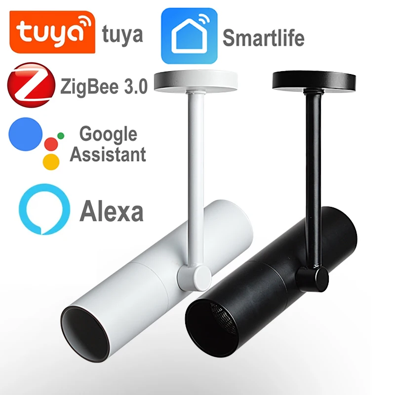 Zigbee tuya inteligente led luzes de pista regulável ponto led holofote casa inteligente alexa assistente teto superfície montado lâmpada parede
