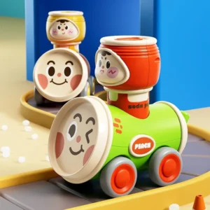 Carrinho de Brinquedo de Desenho Animado para Bebês, Carro de Inércia Pequeno com Apito, Brinquedo Giratório Seguro para Bebês, Material Seguro, Quebra-Cabeça de Educação Infantil