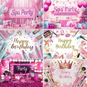 Rosa beleza maquiagem spa tema sexy senhoras adulto menina festa de aniversário personalizado banner pano de fundo feminino retrato foto estúdio decoração
