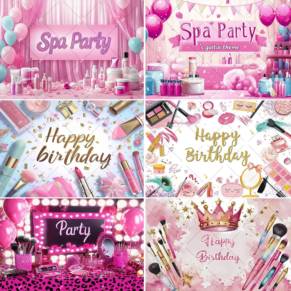 Rosa beleza maquiagem spa tema sexy senhoras adulto menina festa de aniversário personalizado banner pano de fundo feminino retrato foto estúdio decoração