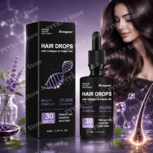 Suplemento Líquido para Cabelo, Pele e Unhas com Biotina, Vitamina B7, Colágeno e Vitamina B2, Gotas de Suporte à Beleza para Cabelos com Aparência Saudável