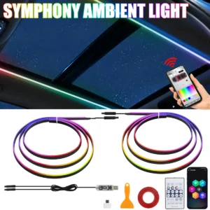 Led clarabóia teto solar do carro luzes ambientes sinfonia rgb interior tira acrílica usb led decoração atmosfera lâmpada painel 110cm