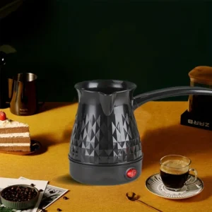 Cafeteira Elétrica Turca Ergonômica de 600W com Cabo Longo e Confortável, Mini Chaleira de Espresso de Plástico para Escritório
