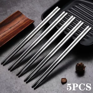 Aço inoxidável antiderrapante pauzinhos, varas de sushi de metal, coreano, japonês, comida, chinês, 2-5 pares, 304