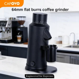 Moedor de Café Elétrico CAFOVO G864FV com Velocidade Variável, Moedor de Café Espresso com Rebarba de 64mm, Moedor Quantitativo