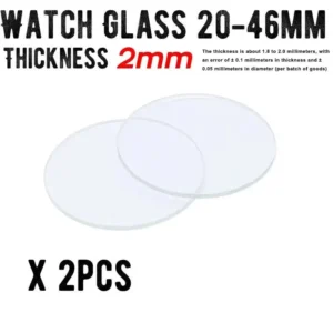 【2PCS】Vidro redondo para relógio com espessura de 2,0 mm, de 20 mm a 46 mm, lente de cristal de substituição para smartwatch, espelho plano, ferramenta de reparo de relógio