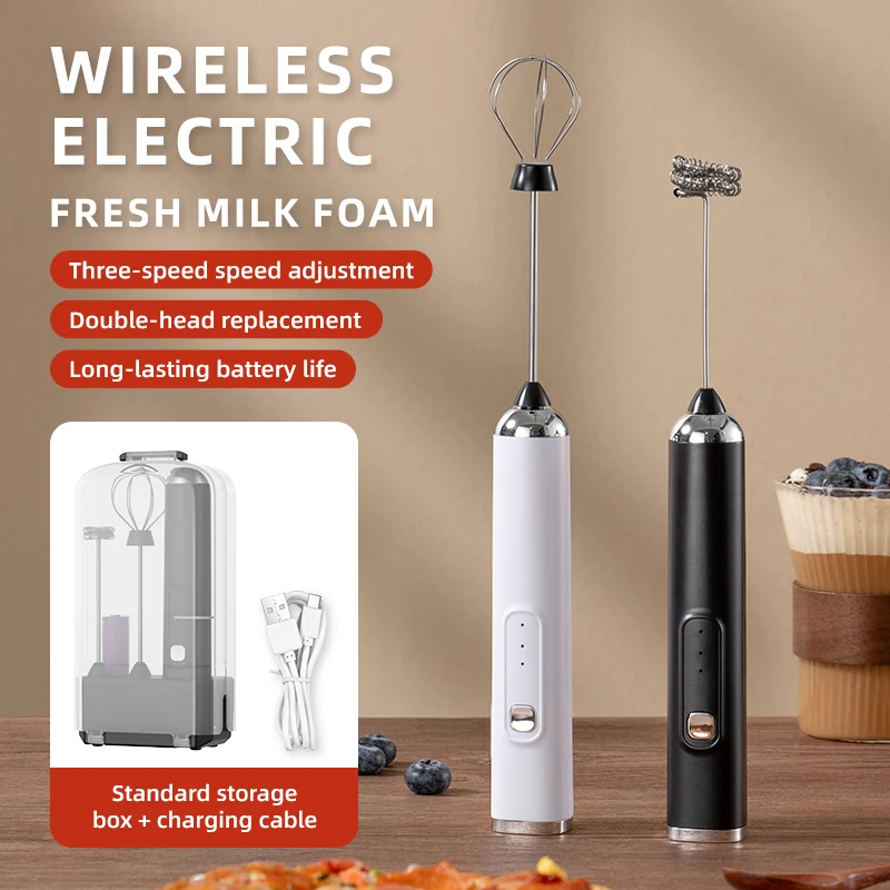 Batedor de leite elétrico recarregável usb, fabricante de espuma de 3 velocidades, batedor de café, liquidificador portátil, batedor de ovos, mini liquidificador de alimentos