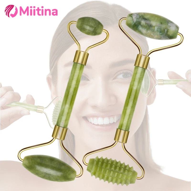 Rolo de jade natural rosto gua sha massageador rosto rolo levantamento anti-rugas gua sha jade pedra rosto massageador beleza cuidados com a pele