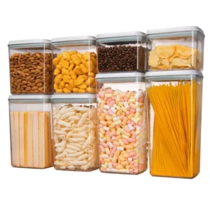 Conjunto de recipientes de armazenamento de alimentos herméticos direto da fábrica, 8 peças, recipientes de organização de despensa de cozinha para açúcar, doces, farinha, café