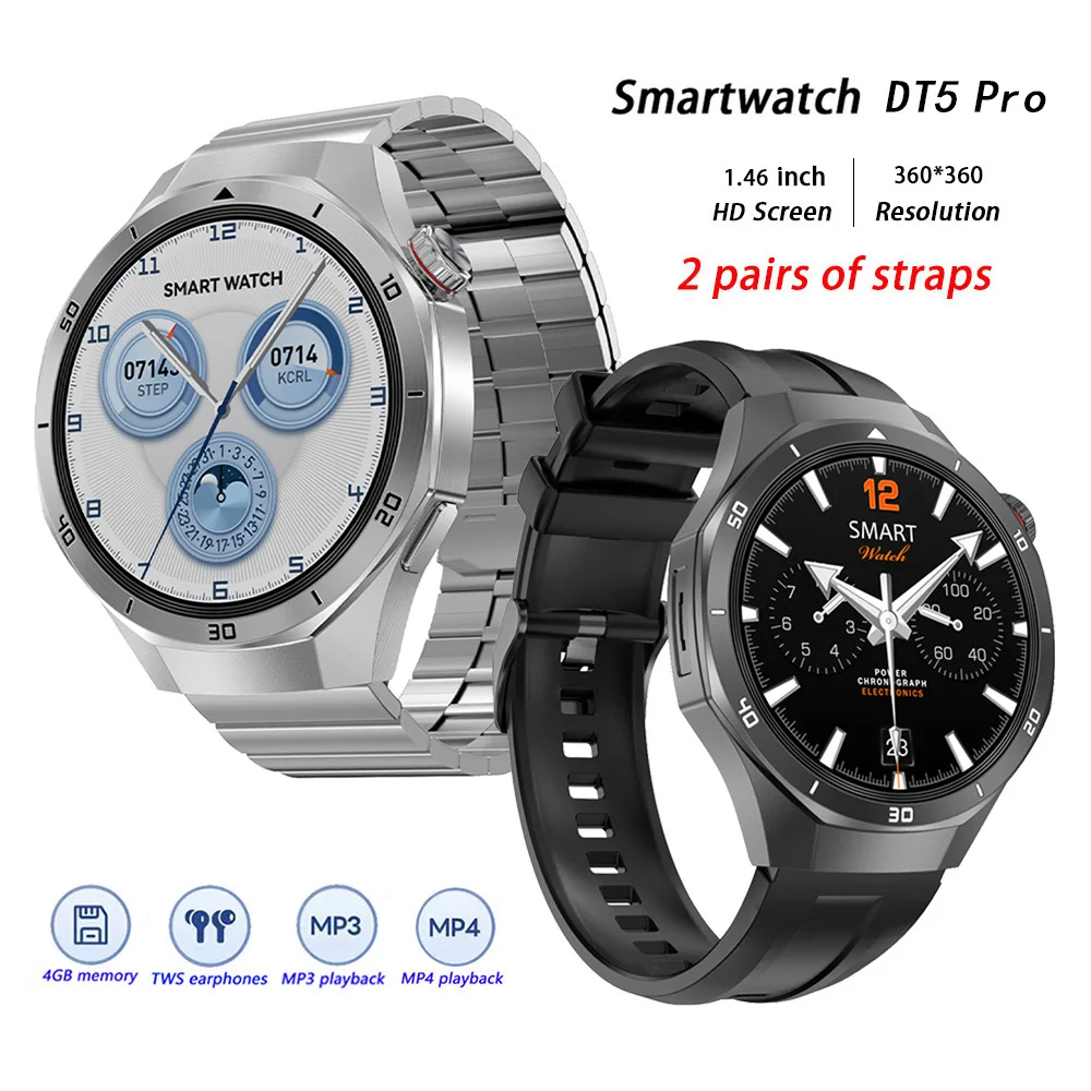Dt5 pro relógio inteligente para homens mulheres relógios de pulso digitais mp3 mp4 música smartwatches pulseira de fitness relógio de pulso eletrônico