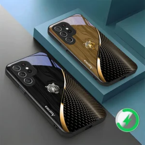 Capa de Telefone de Vidro Magsafe para Samsung Galaxy S20 FE S21 S22 S23 Plus S24 Ultra S25 Edge S24Ultra com Estampa de Tigre Dourado