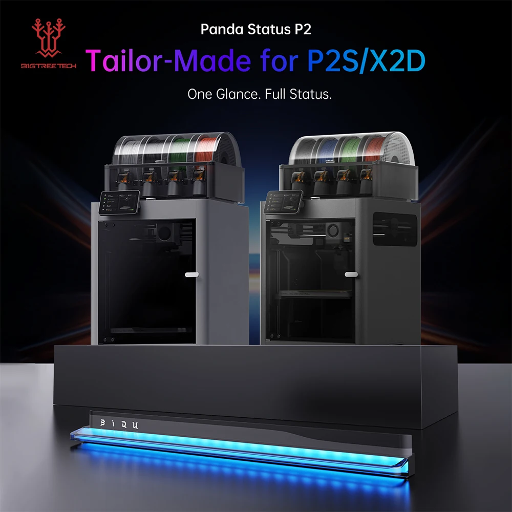 BIGTREETECH Panda Status P2: Nova Barra de Luz LED Inteligente para Impressoras 3D Bambu Lab P2S/X2D - Alerta de Status de Impressão em Tempo Real