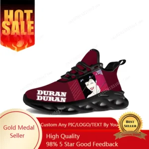 Tênis Duran Duran para Homens e Mulheres, Calçado Esportivo para Dança e Corrida, Tênis com Cadarço em Malha, Calçado Personalizado Preto