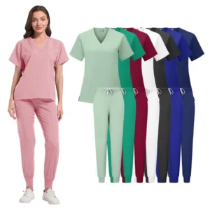 Conjunto de Scrubs Feminino Elástico: Uniforme Médico para Médicos, Enfermeiros, Salões de Beleza e Salas de Cirurgia - Scrubs de Manga Curta para Hospital