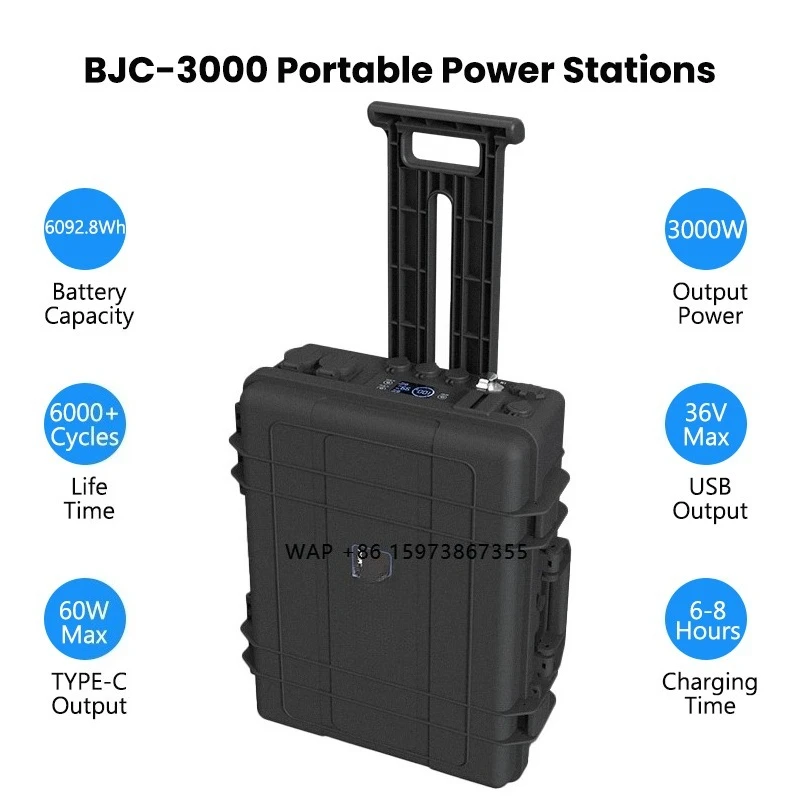 Estação de Carregamento Portátil 110V 220V, Gerador Solar de 3000W, Bateria Externa para Emergências, Estação de Carregamento LiFePO4