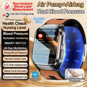 2026 nova pressão arterial bomba de ar airbag medida precisa relógio inteligente masculino não invasivo lipídios no sangue saúde ecg relógios inteligentes nfc