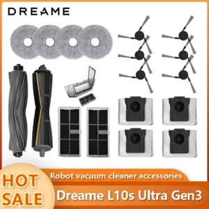Acessórios para Aspirador Robô Dreame L10s Ultra Gen3 / L30s Pro Ultra: Escova Principal, Escova Lateral, Pano de Limpeza, Filtro HEPA, Saco de Poeira, Peças de Reposição