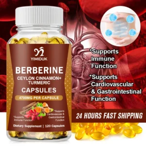 Cápsulas de Suplemento Premium de Berberina: Apoia o Sistema Imunológico e a Saúde Alimentar