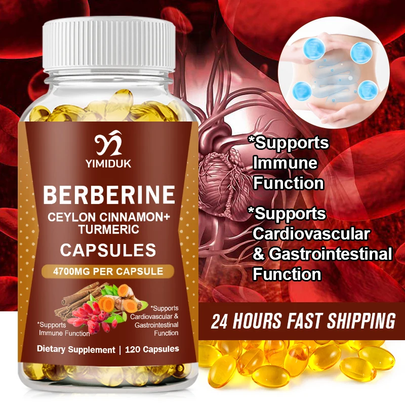 Cápsulas de Suplemento Premium de Berberina: Apoia o Sistema Imunológico e a Saúde Alimentar