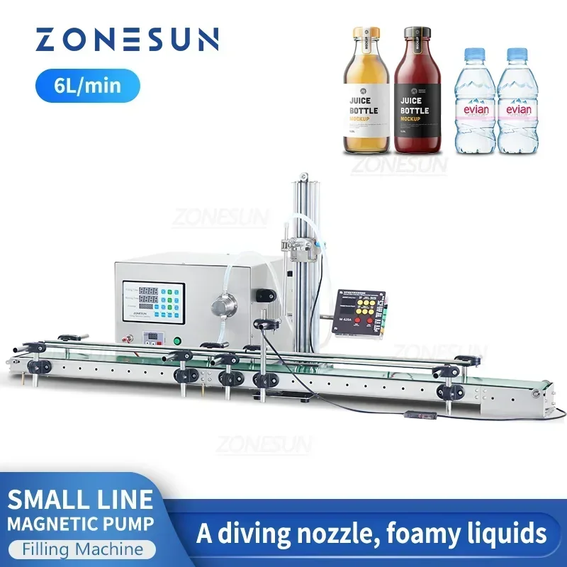 Zonesun ZS-DTMP1D linha de máquina de enchimento líquido pequena bomba magnética automática único bocal mergulho bebida garrafa cosméticos