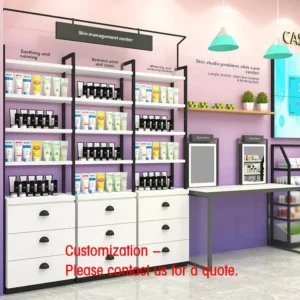 Expositor de Metal Personalizado para Lojas: Armário e Prateleira para Cosméticos, Maquiagem e Produtos de Cuidados com a Pele para Shopping Centers