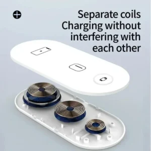 Base de Carregamento Sem Fio 3 em 1, Estação de Carregamento Rápido para iPhone, Apple Watch, AirPods Pro, Uso em Quarto, Ao Lado da Cama, Escritório em Casa, Viagens