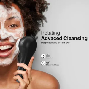 Escova Elétrica para Limpeza Facial com 5 Cabeçotes para Esfoliação, Massagem e Limpeza Profunda