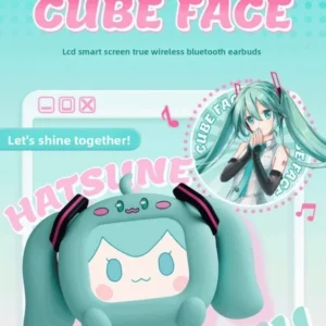 Kawaii hatsune miku dos desenhos animados sem fio bluetooth fones de ouvido pequena tela toque caso macio incluído acessórios super bonitos presente bonito