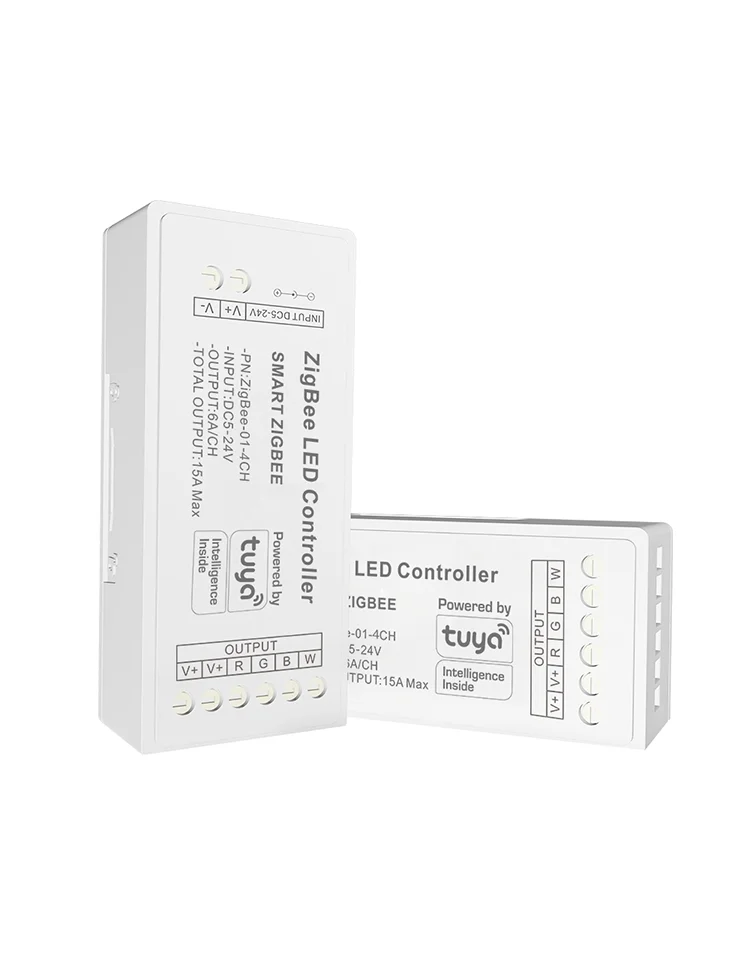 Tuya zigbee controlador led inteligente app rgbcct 15a 5-24v vida 12v 180w alexa 5ch rgbcw temperatura de cor controlador de tira led