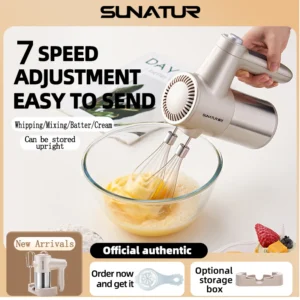 Sunatur 400w misturador de mão sem fio carregamento dc batedor de bolo de ovo creme biscoitos padaria elétrica portátil máquina liquidificador de cozinha
