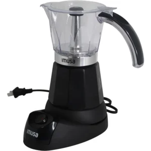 % uma cafeteira elétrica Imusa de 3 a 6 xícaras com base removível
