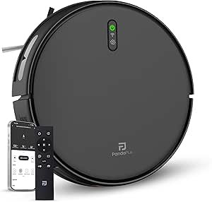 Robô Aspirador De Pó Inteligente Função 3 em 1 Aspira Varre e Passa Pano Wifi Alexa Google App Tuya PandaPlus Giroscópico Mostrar Rota Voltar Base Automático Bivolt (Preto)