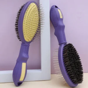 Escova dupla face para cães, escova removedora de pelos de animais de estimação, massagem para cães, alça confortável, escova de cabelo para cães, suprimentos para animais de estimação