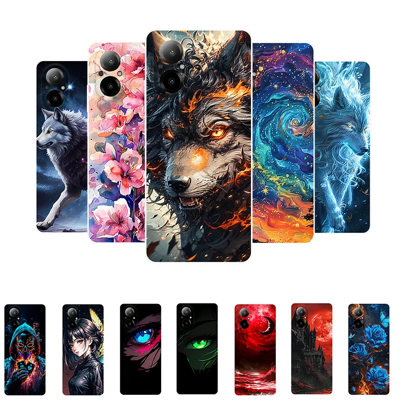 Capinha para Realme C67 4G RMX3890 Capa com pintura de lobo Capa de de silicone macio à prova de choque para celular Realme C67 C 67 4G Capas RealmeC67 4G
