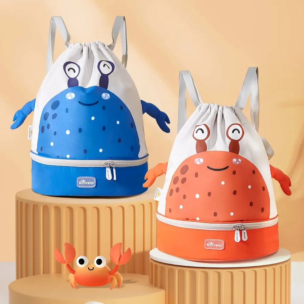 Mochila de natação Sunveno-Drawstring para crianças, separação úmida e seca, bolsa de praia impermeável, bolsa de armazenamento para meninas