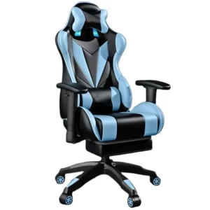 # Cadeira Gamer com Altura Ajustável, Elevação a Gás, em Couro PU, com Apoio para os Pés e Massagem