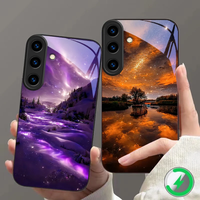 Capa de Vidro para Celular com Nebulosa do Céu Noturno Profundo, Compatível com Samsung Galaxy S26 S20 FE S21 S22+ S22 S23 Plus S24 Ultra S25 Edge 24 26