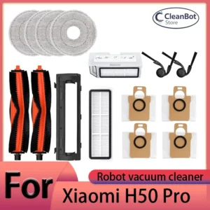 Acessórios para Aspirador de Pó Robô Xiaomi H50 Pro: Escova Principal, Escova Lateral, Filtro HEPA, Panos de Limpeza, Saco de Pó, Peças de Reposição