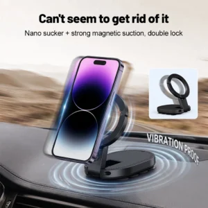 360 °   Suporte de Telefone Magnético 3 em 1 com Ventosa Rotativa, Ajustável em Múltiplos Ângulos, Dobrável, Suporte de Mesa Magnético Novo